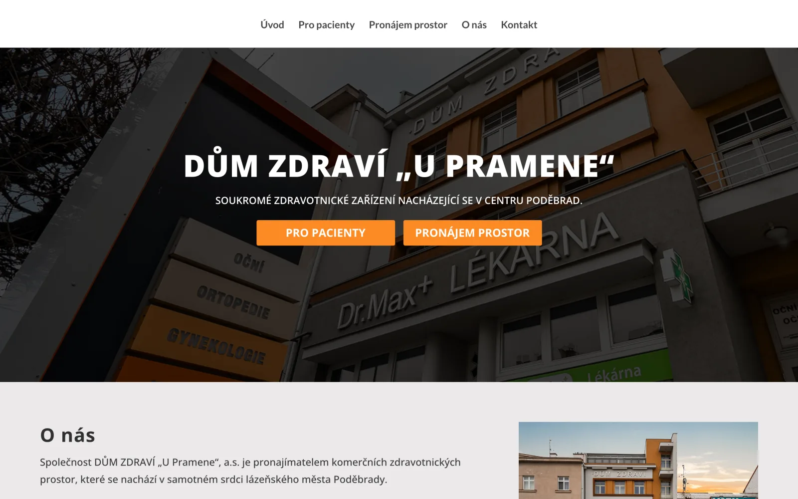 Web Dům zdraví U Pramene v Poděbradech