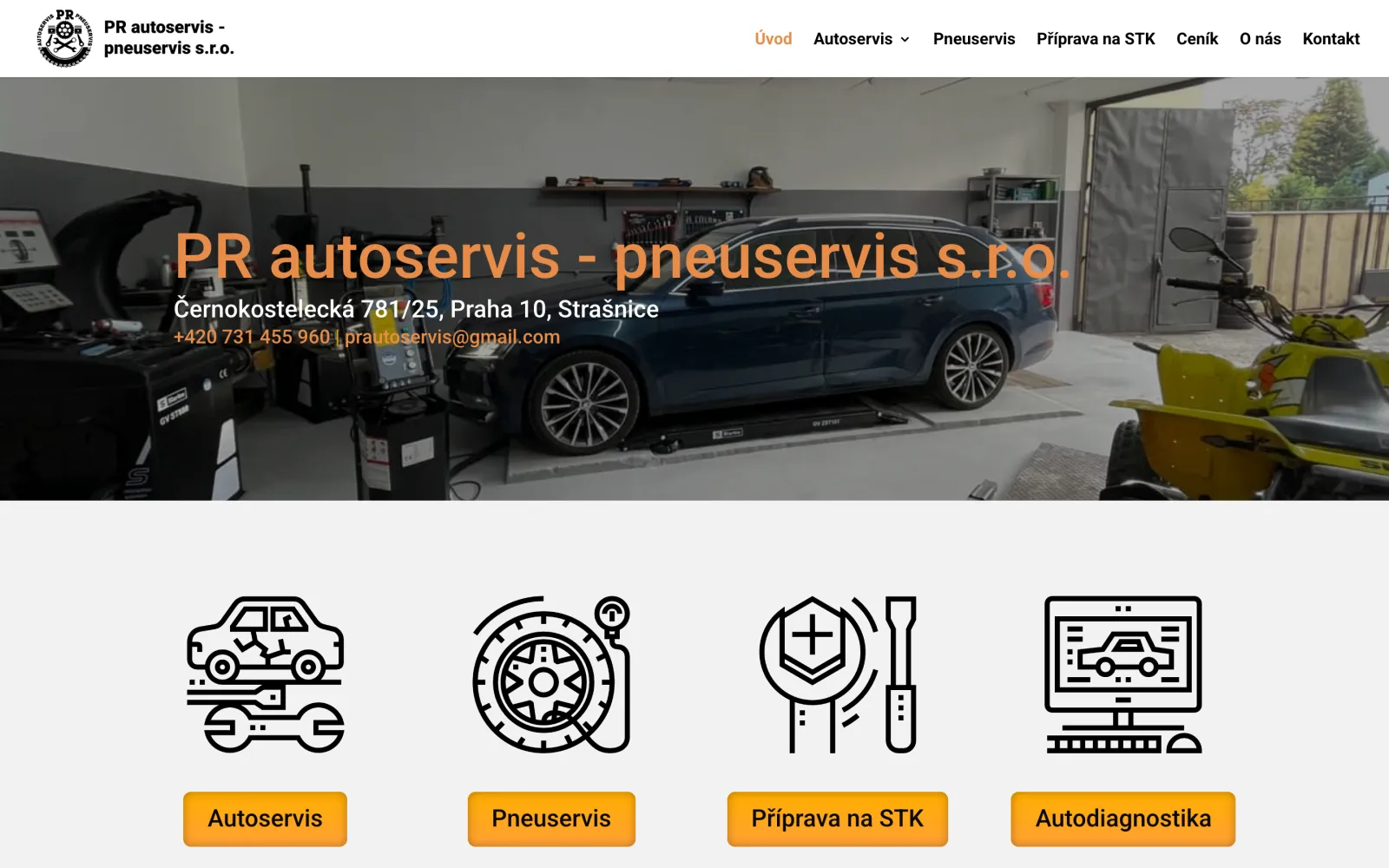Web PR autoservis – pneuservis, Praha 10